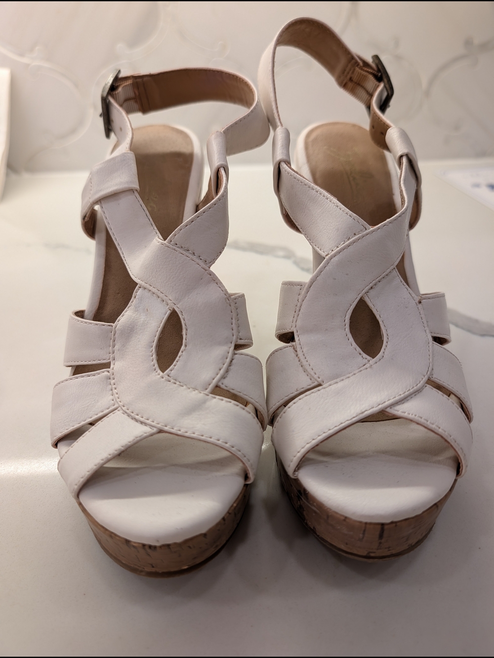 Zodiac Vinnie Women's White Platform Sandals - Elegant Strappy Wedges 8M
